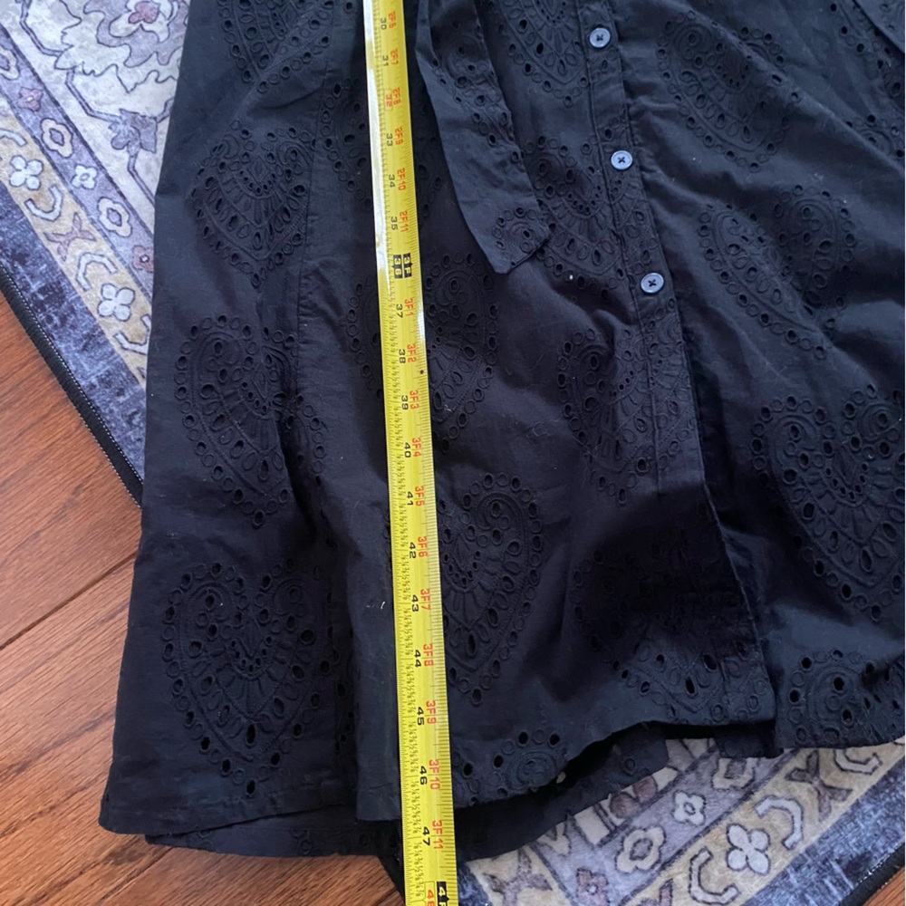 Boden Black Eyelet Button-Front Midi Dress - Picture 4 of 14
